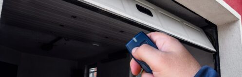 Hand use remote controller for closing and opening garage door