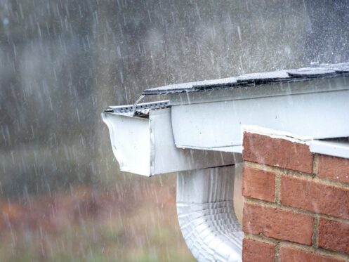 gutter guard in the rain